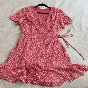 Floral Wrap Dress in Pink